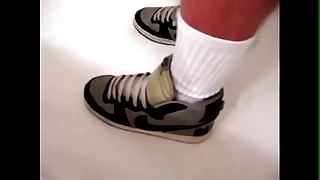 Piss my Jeans&comma; Briefs&comma; Nike Basketball Sneakers and White Team Socks